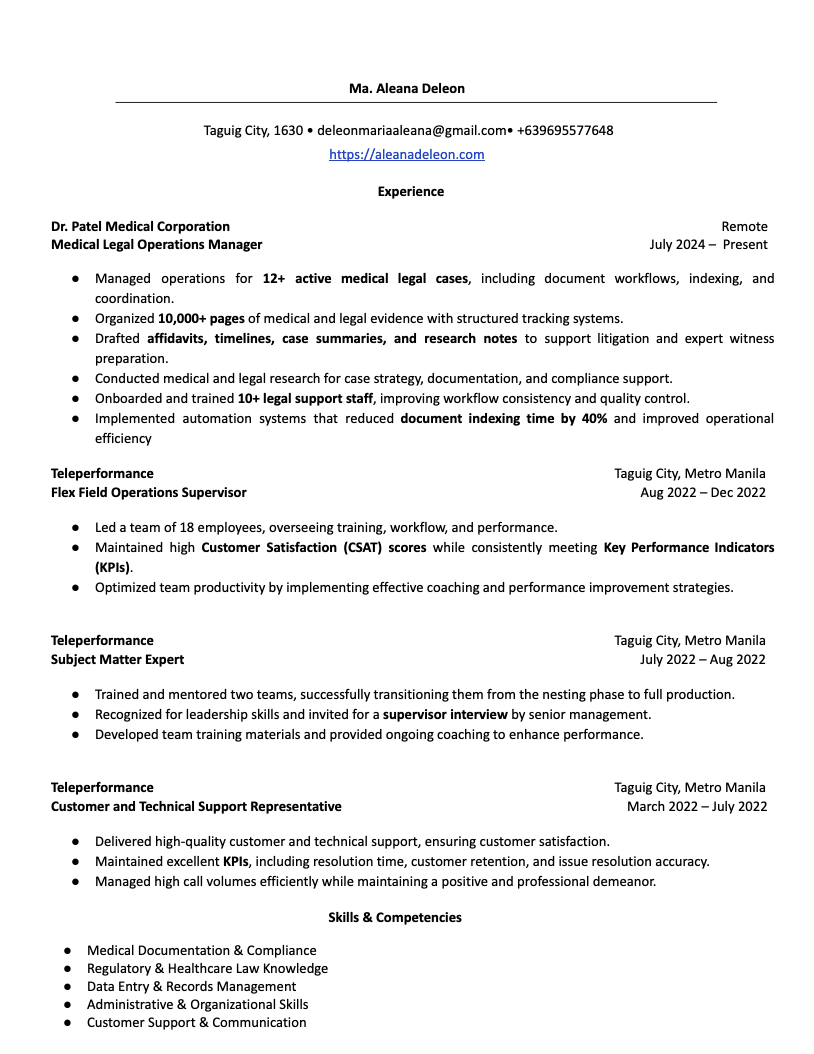 Resume preview
